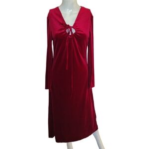 Shein Dress Woman S Burgundy Velvet Maxi A Line Keyhole Long Sleeves Party